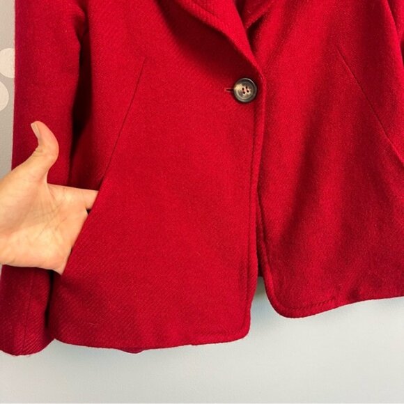 Talbots Red Wool Blend Blazer Jacket Petite 14P One Button LIned - Picture 2 of 6